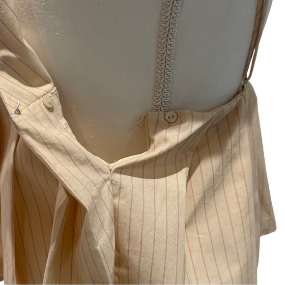 NWT Zara Pleated Tank Top - Cotton | Cream + Pinstripes | V-Neck (Medium) - Picture 11 of 14